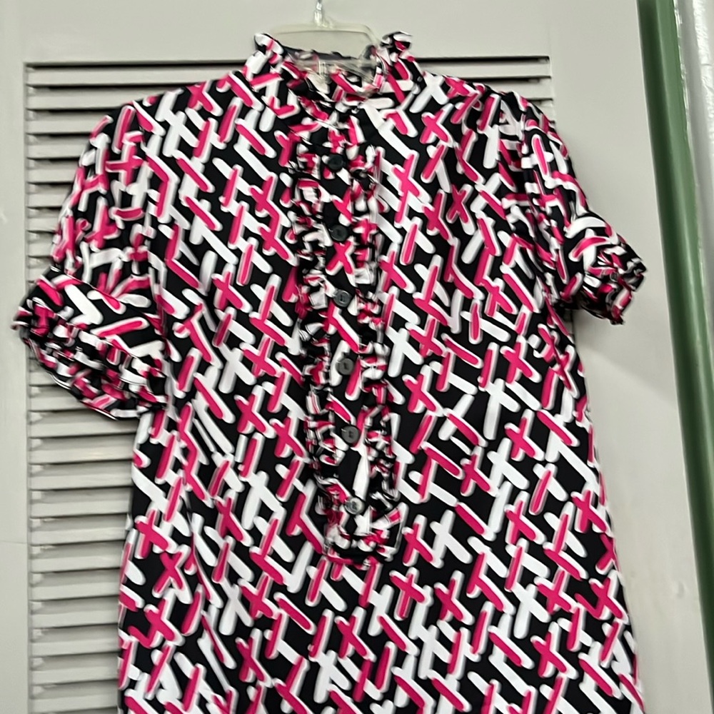 All silk ruffle neck dress